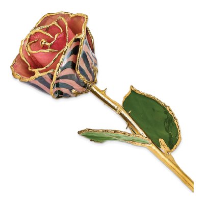 Lacquered Real Rose with Gold Trim