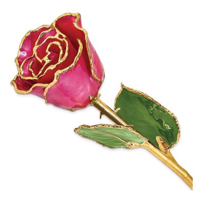 Lacquer-Dipped Real Rose with Gold Trim