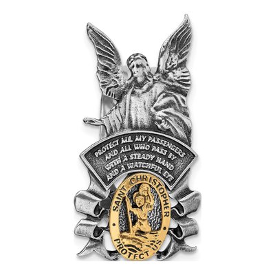 Pewter & Gold-tone St Christopher Visor Clip