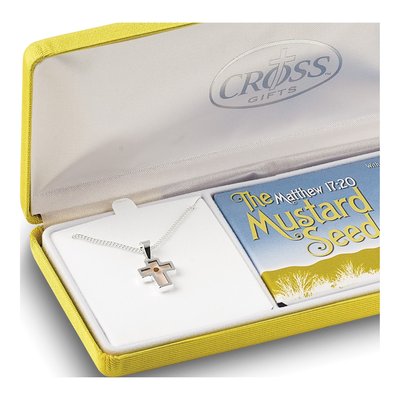 Mustard Seed Cross Necklace, 18in Silver-Plated – view 2