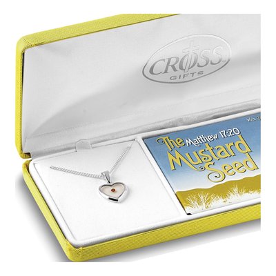 Mustard Seed Heart Necklace, 18in Silver-Plated Chain – view 2
