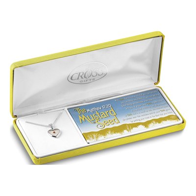 Mustard Seed Heart Necklace, 18in Silver-Plated Chain – view 6