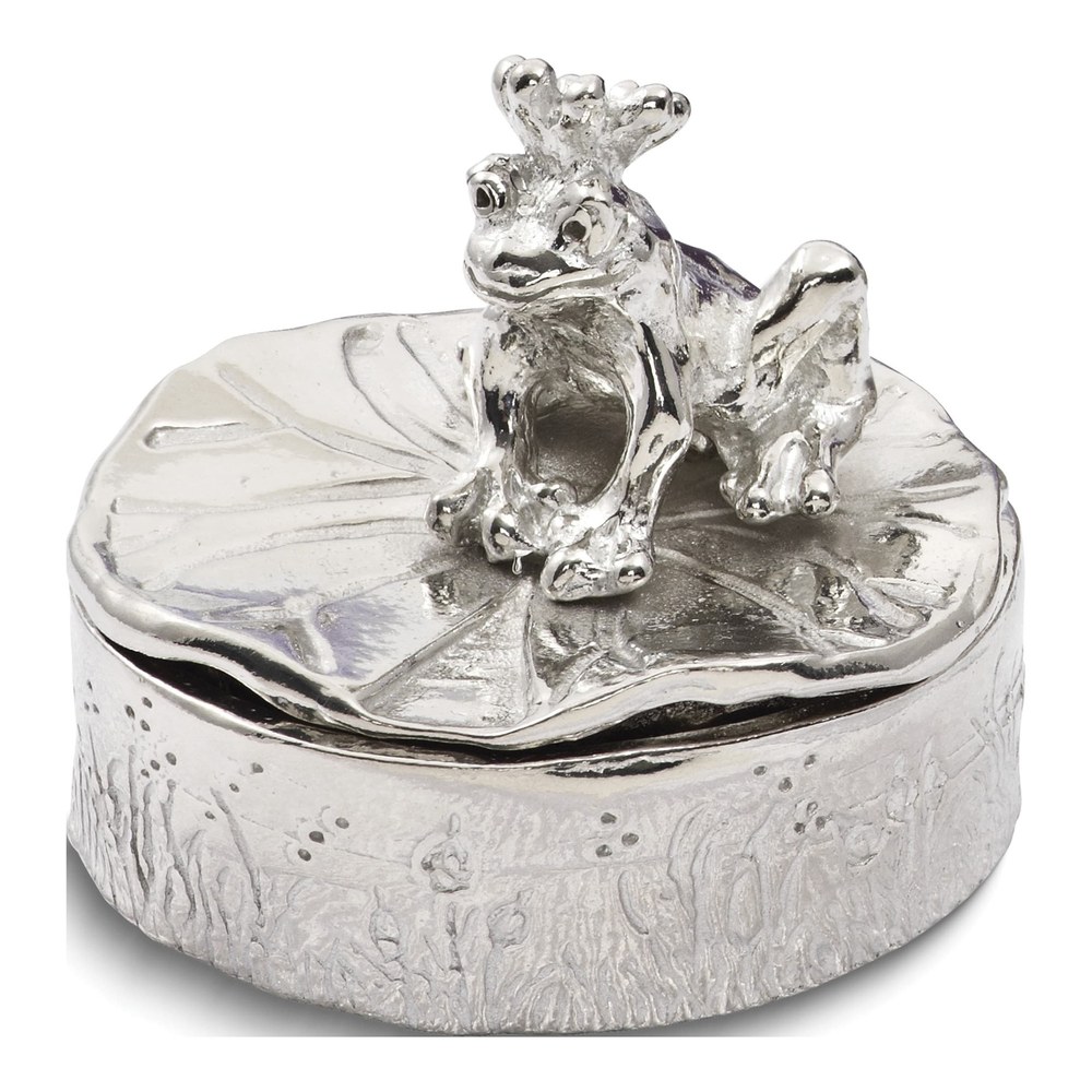Pewter Frog Prince Tooth Fairy Trinket Box