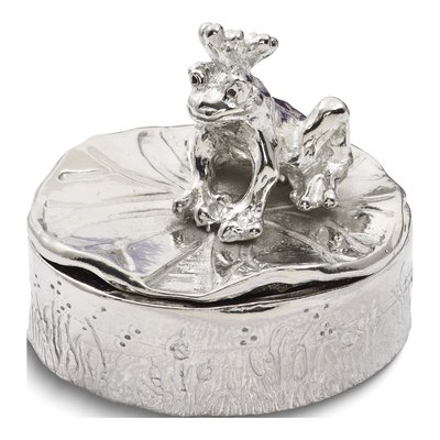 Pewter Frog Prince Tooth Fairy Trinket Box