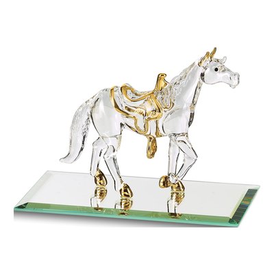 Glass Horse Figurine with 22k Gold Trim