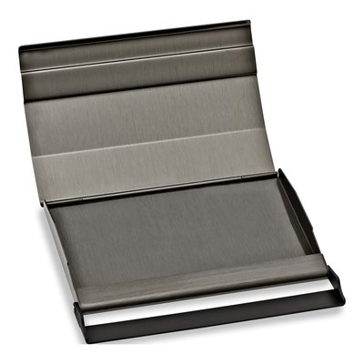 Nickel-Plated Black Business Card Case, Engravable – view 2