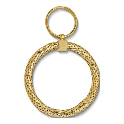 Large Round Gold-Tone Mesh Keychain Gift