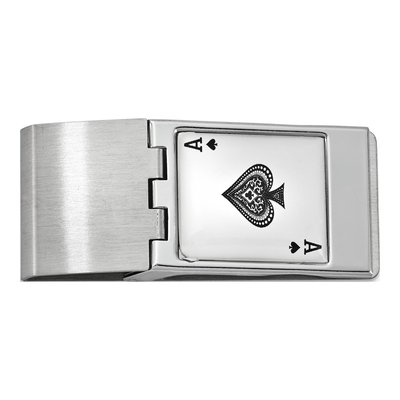 Silver-Tone Ace Hinged Money Clip for Men