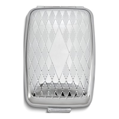 Silver-Tone Rectangle Diamond Pillbox
