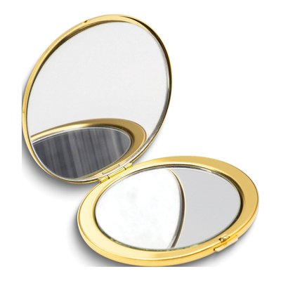 Engravable Gold-Tone Oval Pillbox with Mirror – view 2