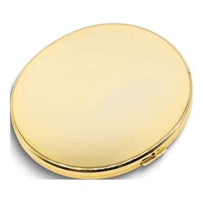 Engravable Gold-Tone Oval Pillbox with Mirror