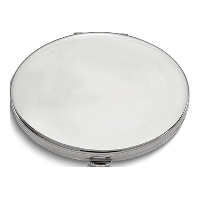 Engravable Silver-Tone Oval Pillbox with Mirror