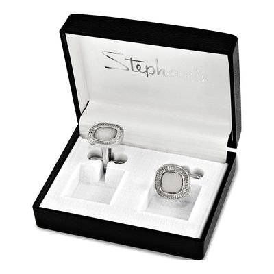 Silver-Tone Engravable Square Cuff Links – view 2