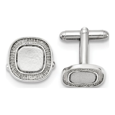 Silver-Tone Engravable Square Cuff Links