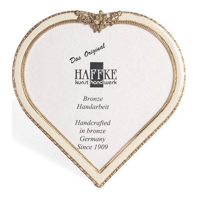 Bronze Beige Enameled Heart-Shaped 3.5in Frame