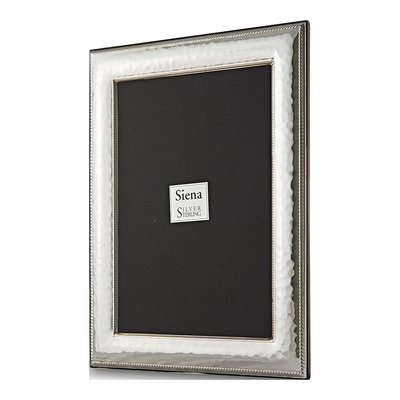 Silver-Tone Hammered Rope Border Photo Frame