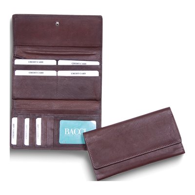 Men's Brown Leather Flap-Over Clutch Wallet