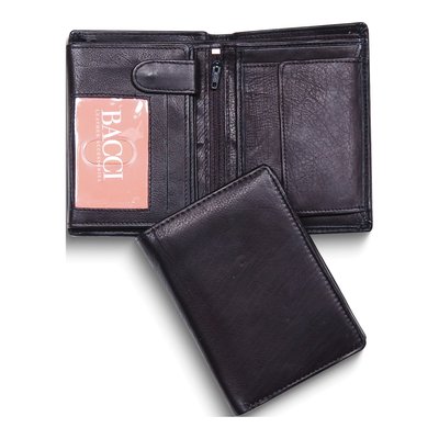 Men's Black Leather Euro Fold Hipster Wallet