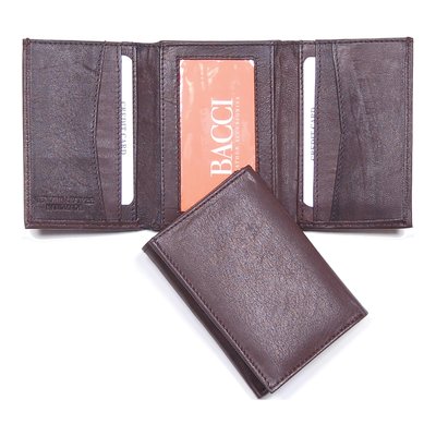 Brown Leather Slim 6-Slot Tri-fold Wallet, Engravable – view 2