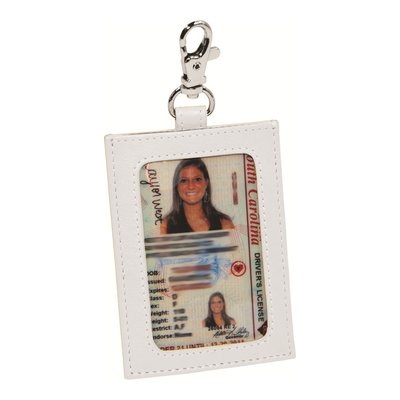 Winter White Leather ID Holder with Clip