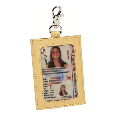 Champagne Leather ID Holder with Clip