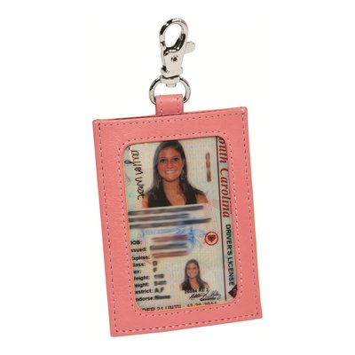 Heidi Pink Leather ID Holder with Clip