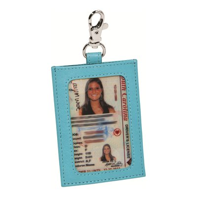 Heidi Teal Leather ID Holder with Clip