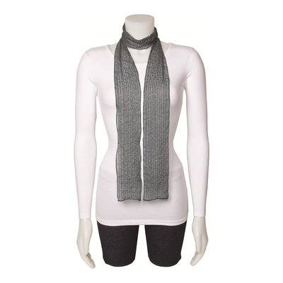 Grey Beaded Woven Polyester Fashion Scarf