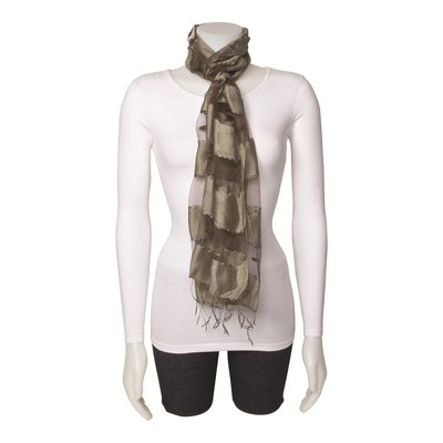 Grey Sheer Stripe Silk-Viscose Fashion Scarf – view 2