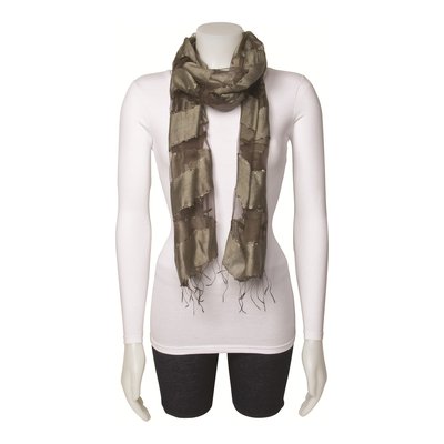 Grey Sheer Stripe Silk-Viscose Fashion Scarf