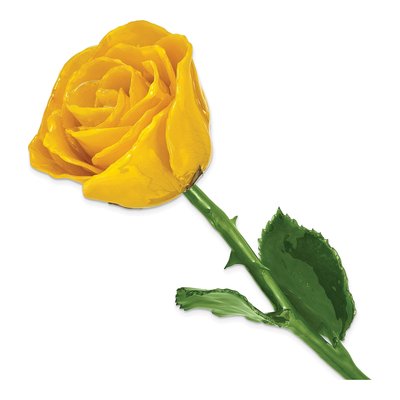 Yellow Lacquer-Dipped Natural Rose Gift