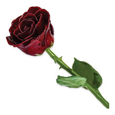 Burgundy Lacquer-Dipped Natural Rose Keepsake Gift
