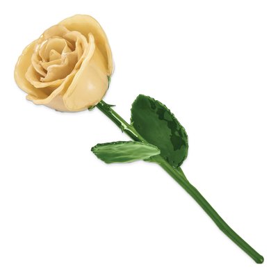 Lacquer Dipped Natural Rose with Leaves – view 2