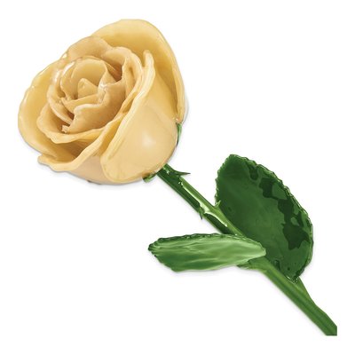 Lacquer Dipped Natural Rose with Leaves