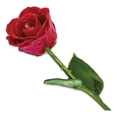 Red Lacquer-Dipped Natural Rose Keepsake Gift