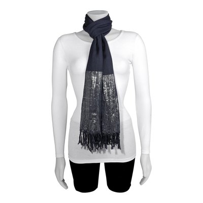 Charcoal & Metallic Silver Fashion Scarf for Women