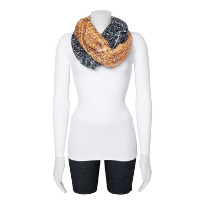 Black/Orange Open Weave Circular Scarf – view 2