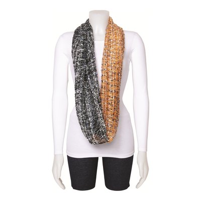 Black/Orange Open Weave Circular Scarf
