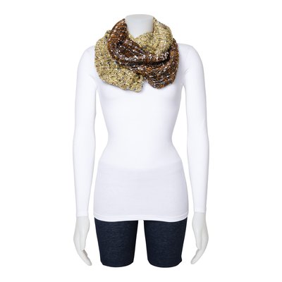 Brown & Yellow Open Weave Circular Scarf – view 2
