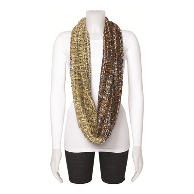 Brown & Yellow Open Weave Circular Scarf