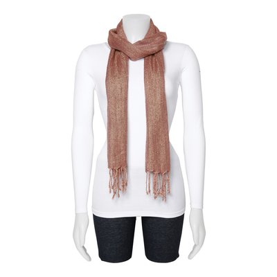 Brown & Gold Woven Viscose Fashion Scarf – view 2