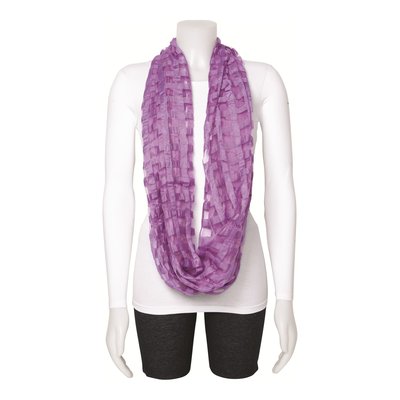 Purple Sheer Windowpane Circular Viscose Scarf