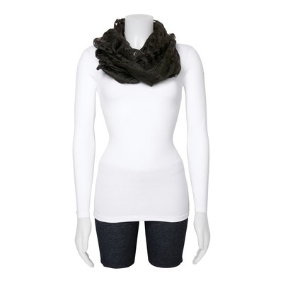 Black Sheer Windowpane Viscose Circle Scarf – view 2