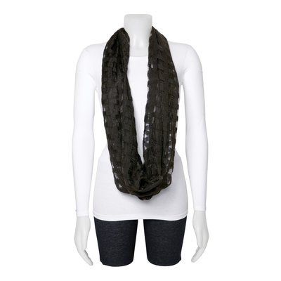 Black Sheer Windowpane Viscose Circle Scarf