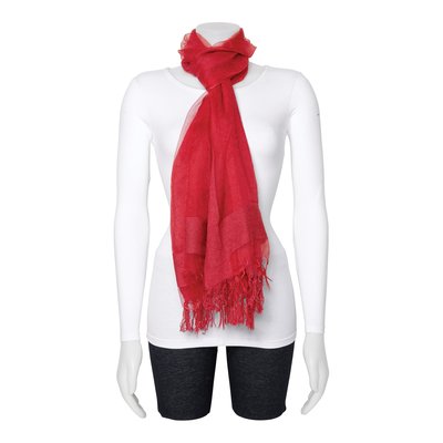 Red Sheer Viscose Fashion Scarf