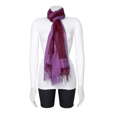 Purple Sheer Textured Viscose Fashion Scarf