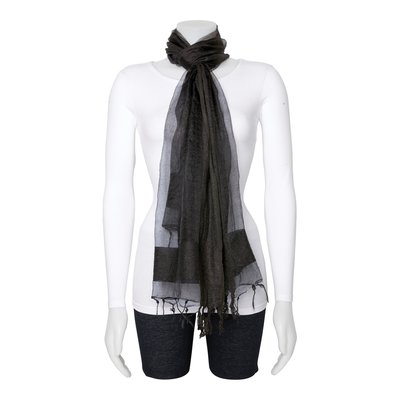 Black Sheer Viscose Fashion Scarf for Women