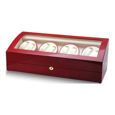 8-Watch Winder, Red Burlwood Finish, AC Powered