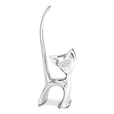 Chrome-Plated Cat Ring Holder