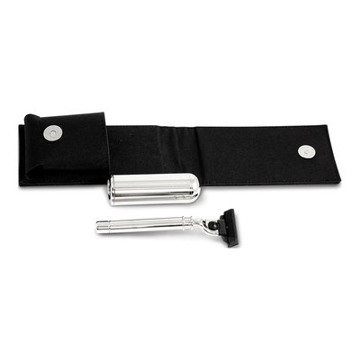 Chrome-Plated Razor & Brush Set in Canvas Case – view 2
